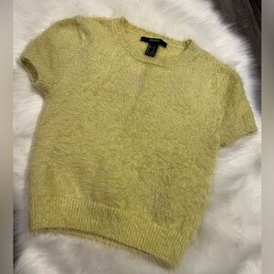 Forever 21 | Fuzzy Yellow Short Sleeve Sweater, S